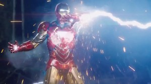 Avengers Assemble: Iron Man struck by Thor's lightning bolt
