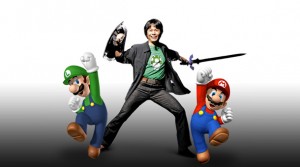 Shigeru Miyamoto with Mario Bros.